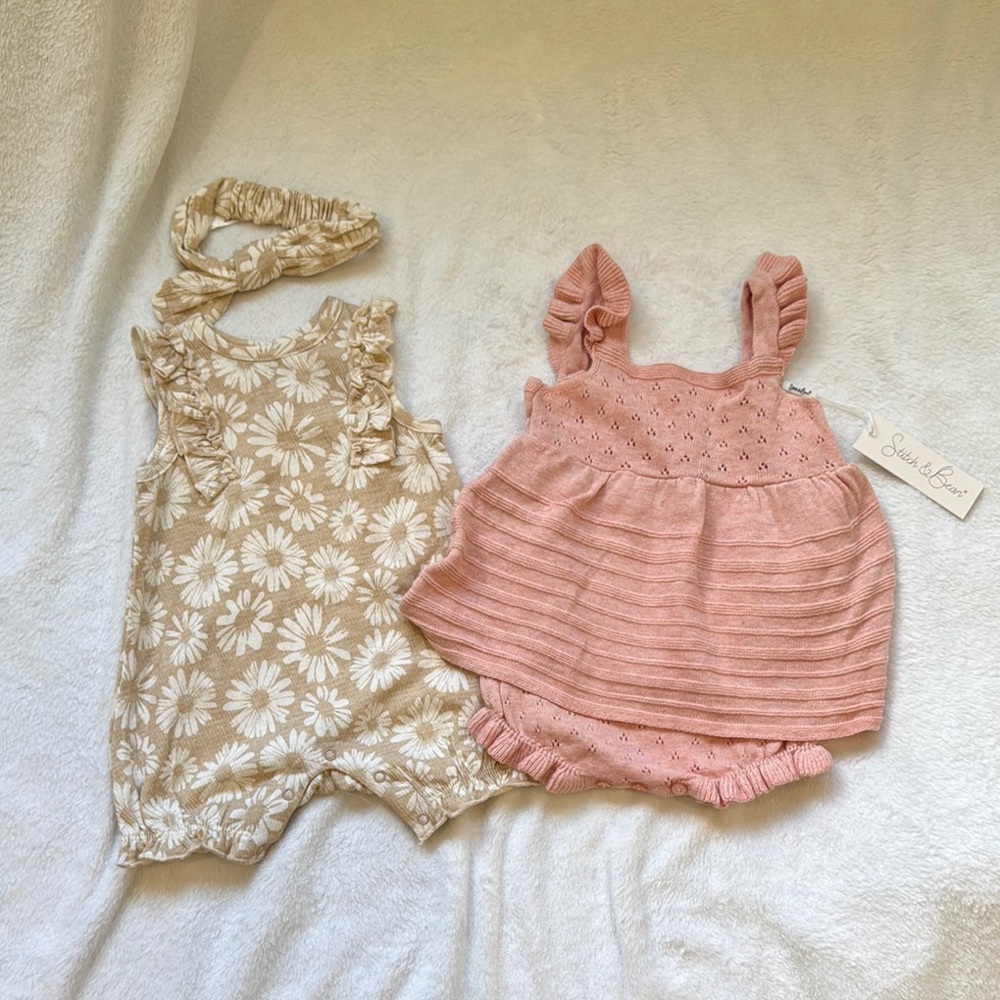 Stitch & Bone Pink Knit Baby One-Piece Dress Romper